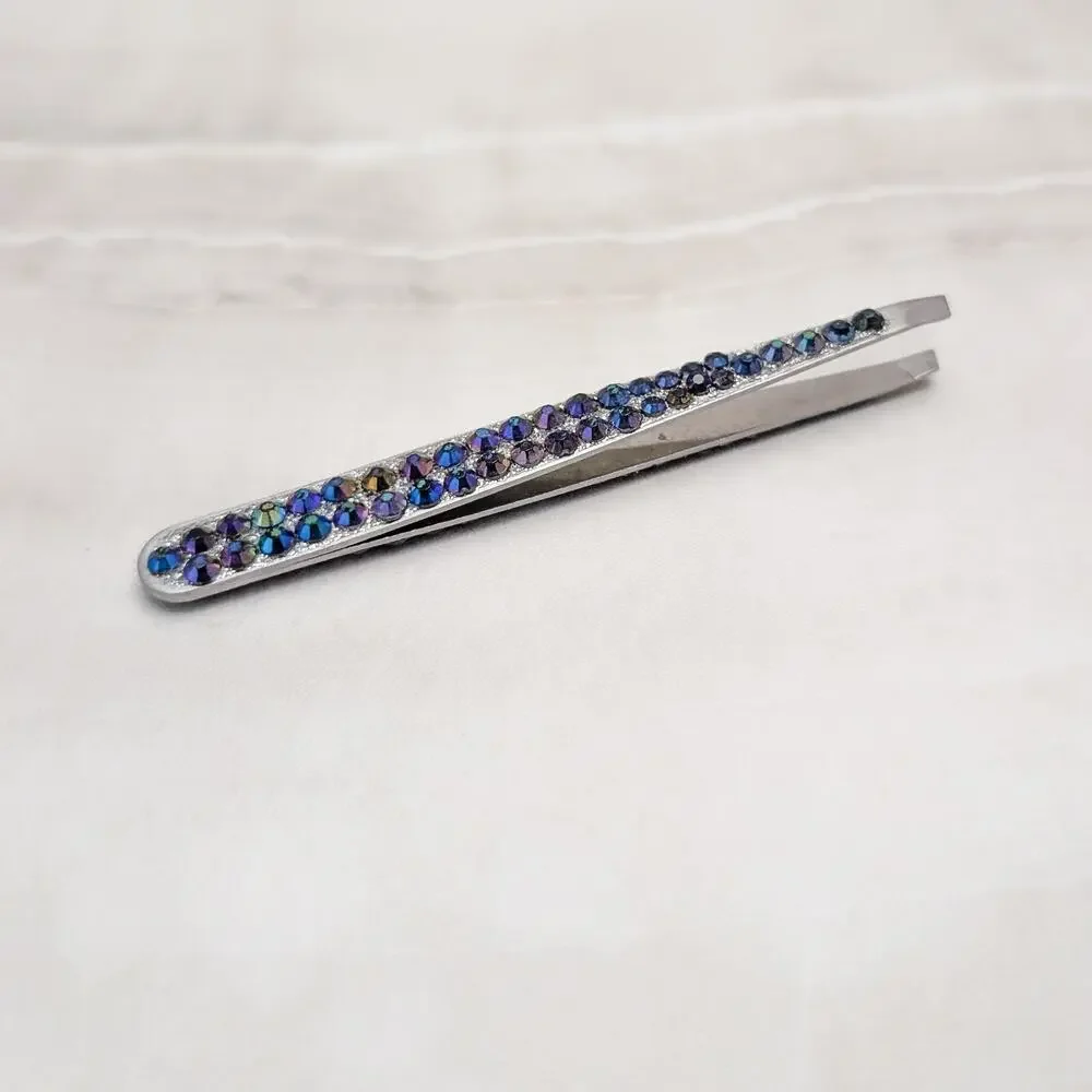 Faux Gem Glam Tweezers - Dark Iridescent Multi Colored Gems
